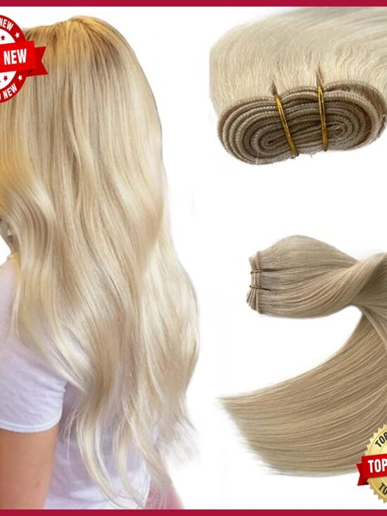 24 Inch Sew In Human Hair Extensions 120G Blonde Hand Tied Weft main image 4